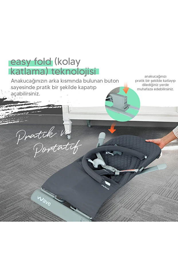 Huggy Wave Sallanabilir Müzikli Titreşimli Ana Kucağı Mavi